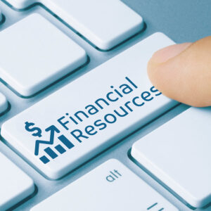Finger selecting Financial Resources key